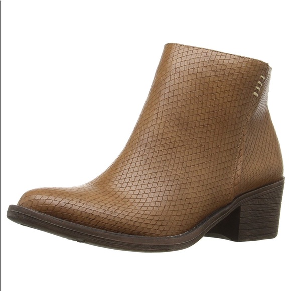 Tan Snake Print Textured Low Heel Ankle Boots - Picture 2 of 4